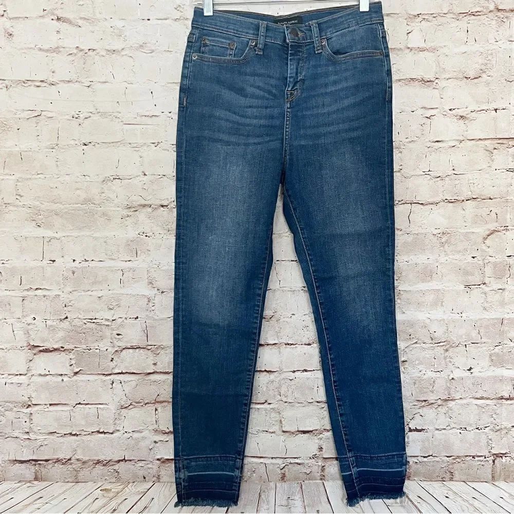 Banana Republic high rise skinny jeans frayed hem